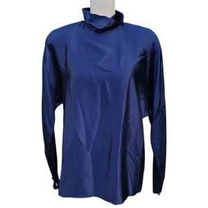 Vintage Talbots Women's‎ Blouse Size 6 Blue 100% Silk Long Sleeve Button Elegant